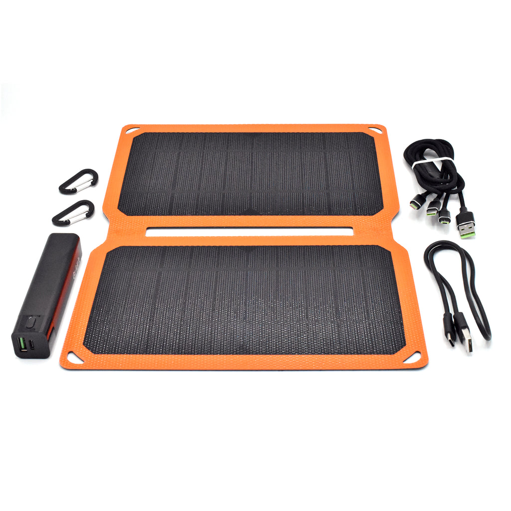 10 Watt Portable Solar Panel with 4800 mAh Fast Charge Power Bank and 3-in-1 Charging Cable