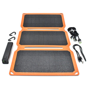 15 Watt Portable Solar Panel with 4800 mAh Fast Charge Power Bank and 3-in-1 Charging Cable